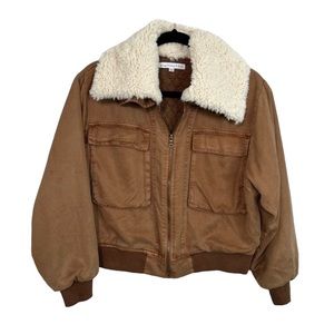 YOUNG FABULOUS & BROKE Earhart Tencel Bomber Jacket in brown size Small